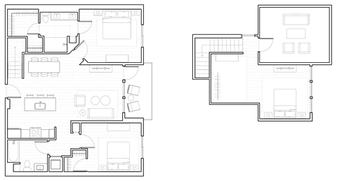 Floor plan for 2 beds, 2 baths, 1264 sqft